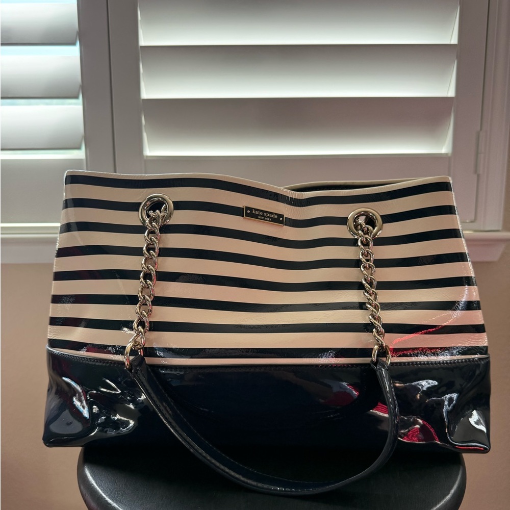 Kate Spade Montrose Elena Nautical Patent Leather Striped Bag